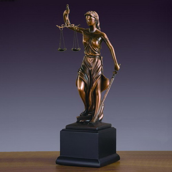 Blind Lady Justice Statue on Black Base Awards Trophies Gift